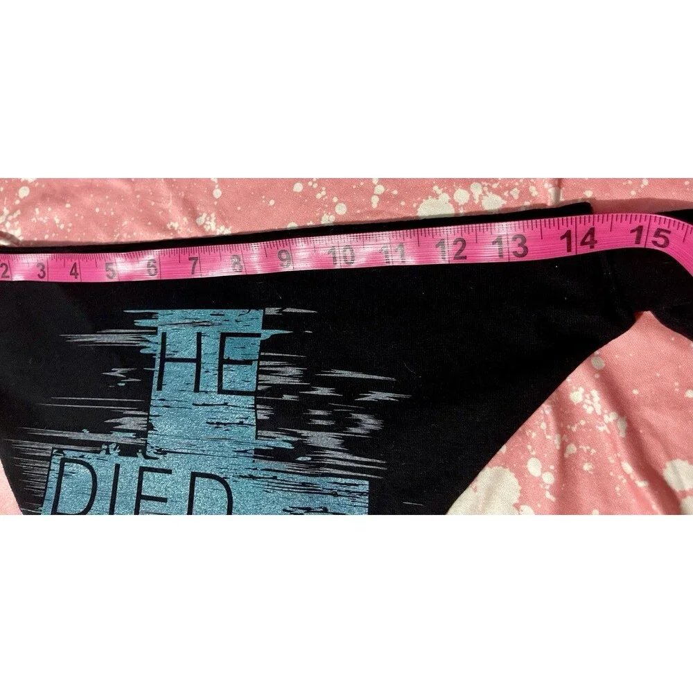Christian Dog Bandana He Died So We Can Live Upcycled Black Teal Sz Med